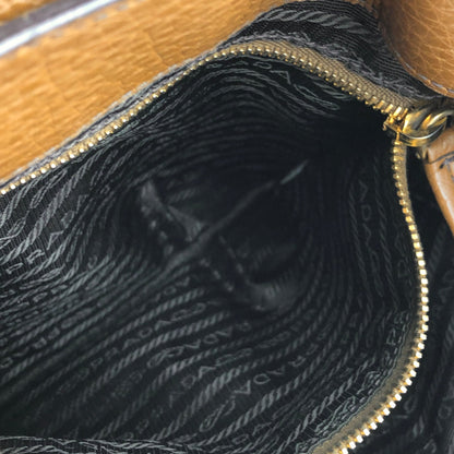 PRADA front lock logo leather hobo shoulder bag brown vintage b3ar2c