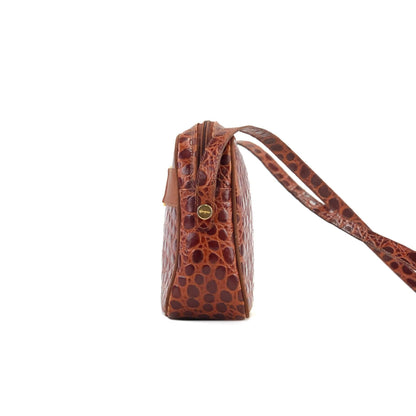Salvatore Ferragamo Vala Ribbon 鱷魚壓花包 棕色 復古 舊款 x6i2ib
