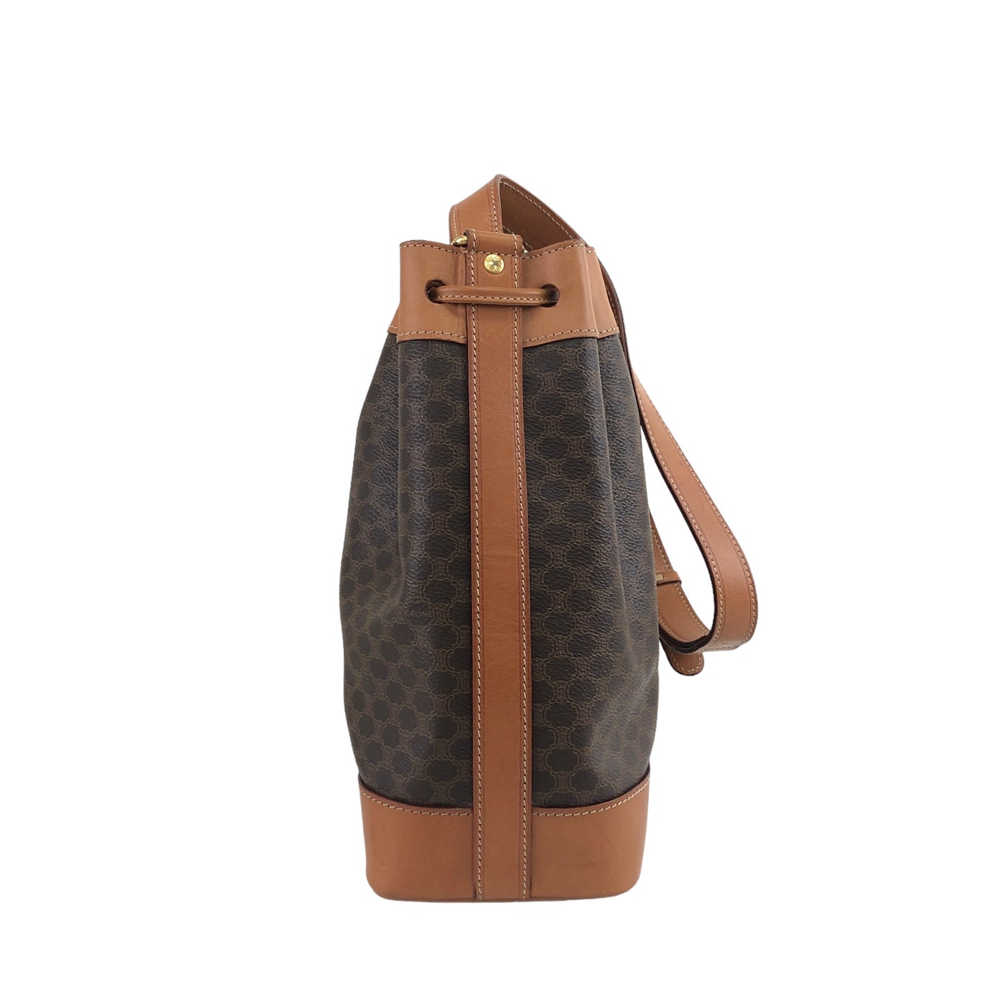 CELINE Macadam Drawstring Shoulder bag Brown Vintage 78hjah