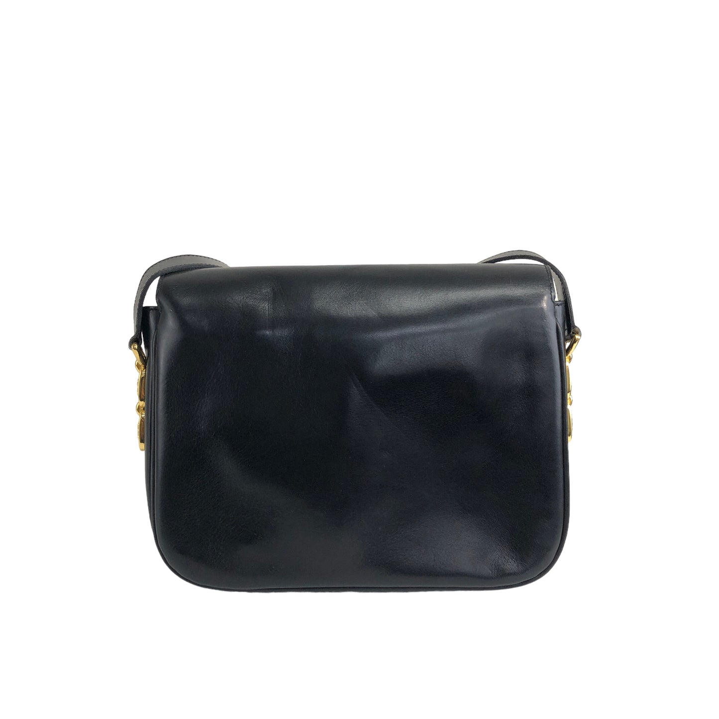 CELINE Triomphe  Leather Shoulder bag Black Vintage t667pp