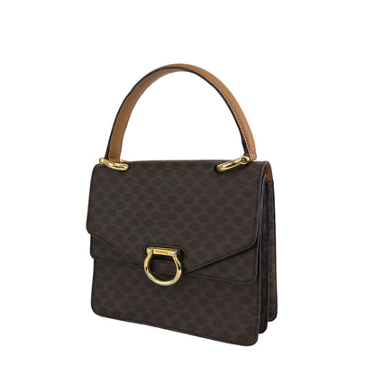 CELINE Macadam Horse Bit Double Flap Handbag Brown Vintage ji65m3