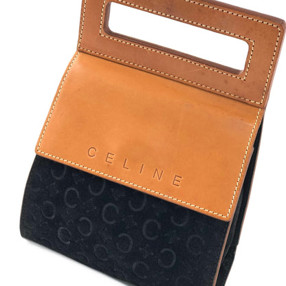 CELINE Macadam Blason Suede Handbag Mini Bag Black Camel vintage Old Celine gk4x2r