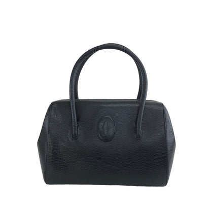 Cartier Leather Handbag Boston bag Black Vintage aki576