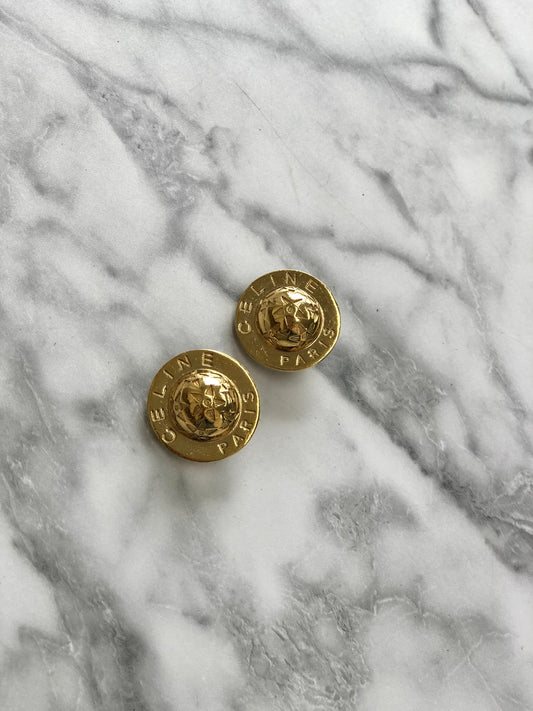 CELINE Starball Earrings Gold Vintage mn6s4f