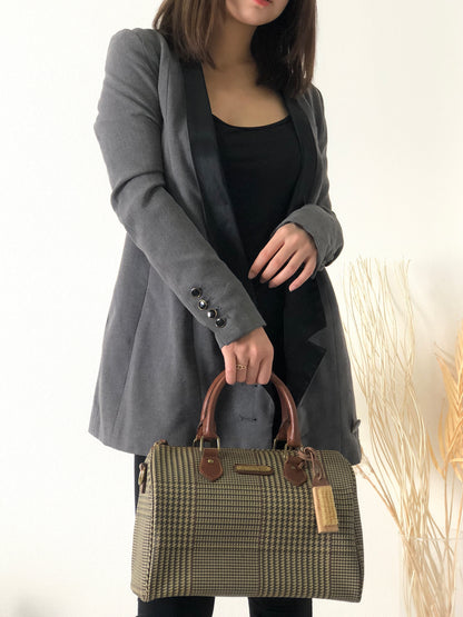RALPH LAUREN Glen Check Handbag Boston bag Brown Vintage mgcf5g
