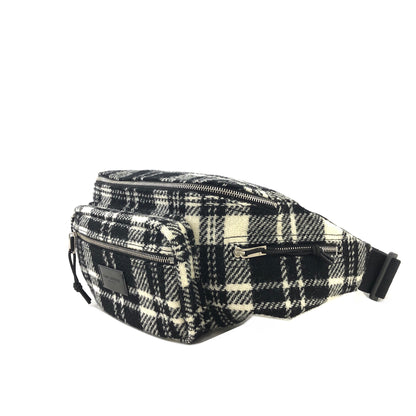 SAINTLAURENT PARIS Fabric Sling Bag Black White Vintage y3fayf