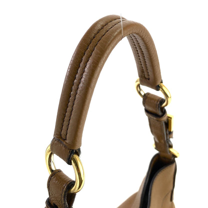 PRADA front lock logo leather hobo shoulder bag brown vintage b3ar2c