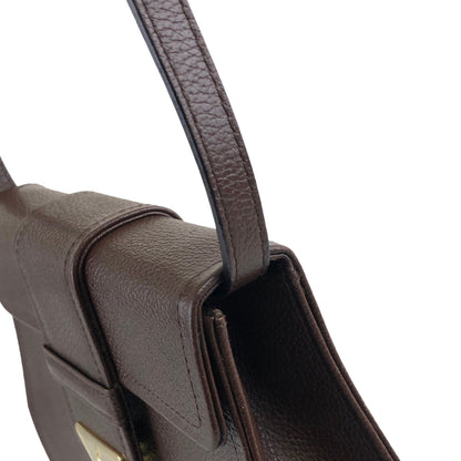 Yves Saint Laurent YSL Logo Leather Round Shoulder bag Brown Vintage b735mp