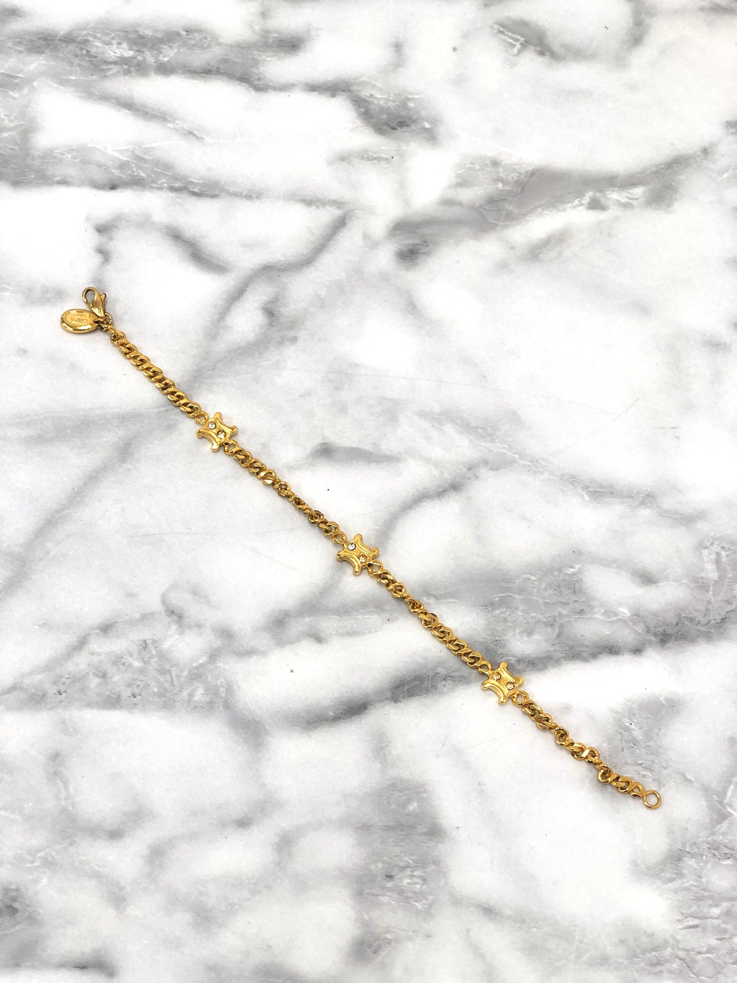 CELINE Triomphe Stone Bracelet Gold Vintage ibfrit
