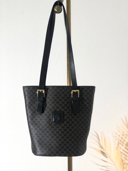 CELINE Macadam Leather Totebag Black Vintage gkmcp7