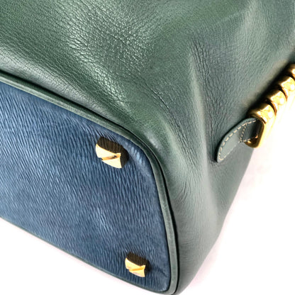 LOEWE Velazquez Square Box Shoulder Bag Vanity Green Blue vintage Old 5rr8tv
