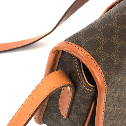 CELINE Macadam Flap Front belt Crossbody Shoulder bag Brown Vintage Old CELINE vhgz5e