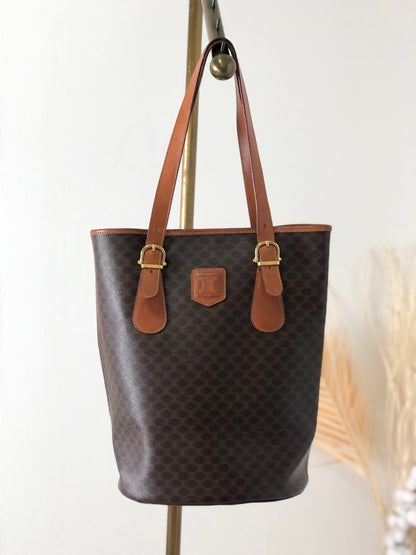 CELINE Macadam Blason Handbag Totebag Brown Vintage ui3dbx