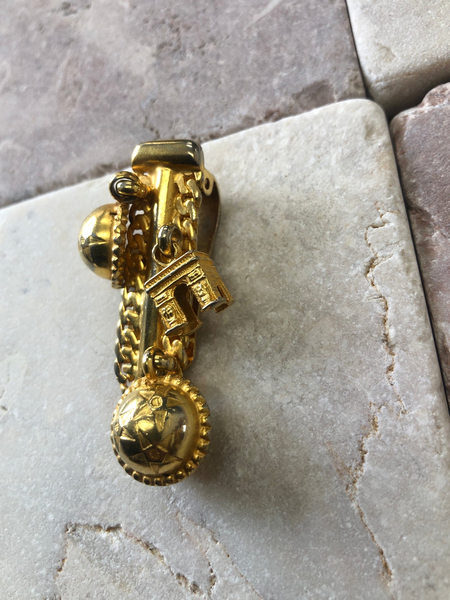 CELINE Starball Arc de Triomphe Charm Money Clip Gold Vintage yufikc