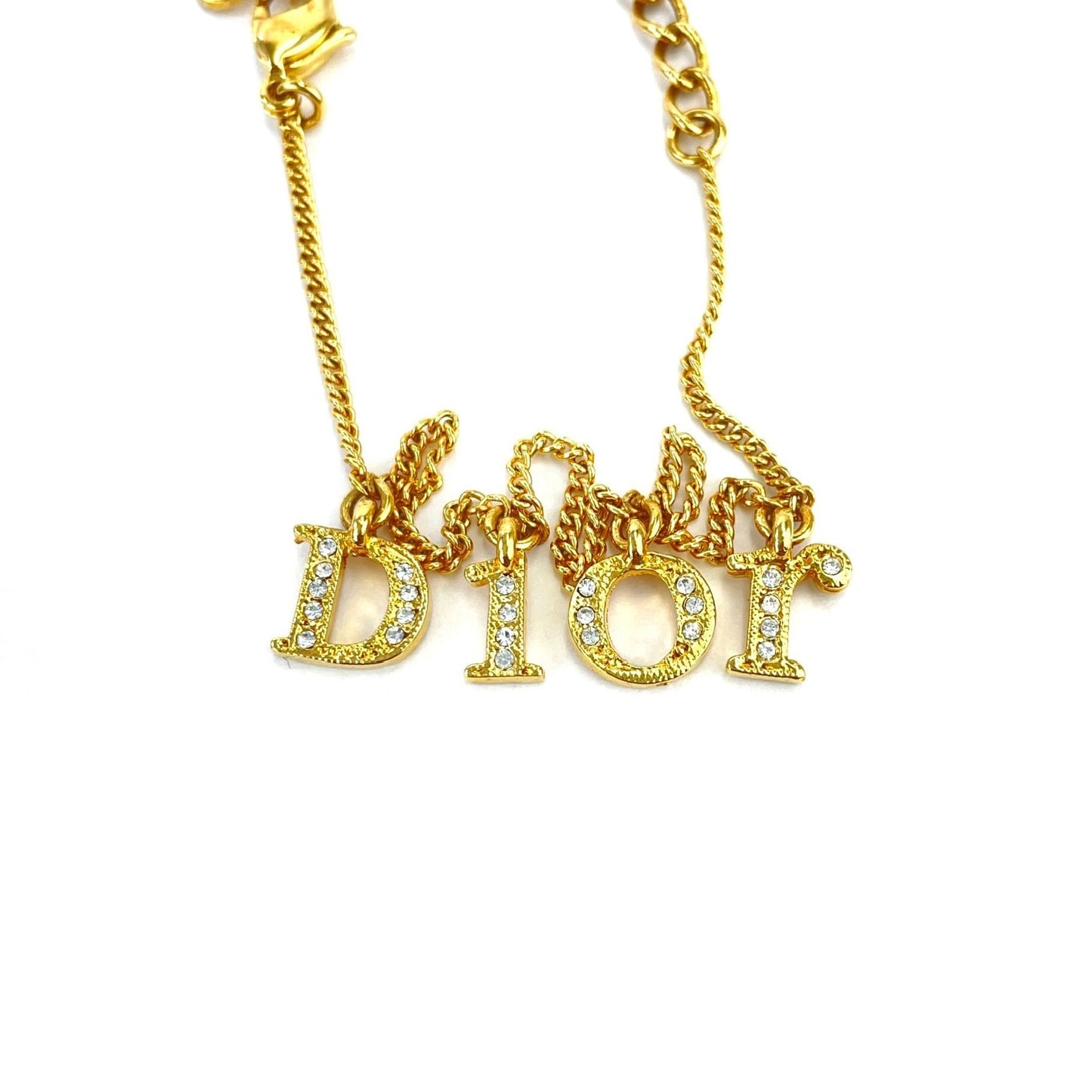 Christian Dior Dior Alphabet logo stone bracelet gold vintage old a7ikgr