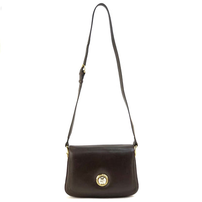 CELINE Turn Lock Horse Carriage Leather Shoulder Bag Brown vintage Old Celine 5pjskt