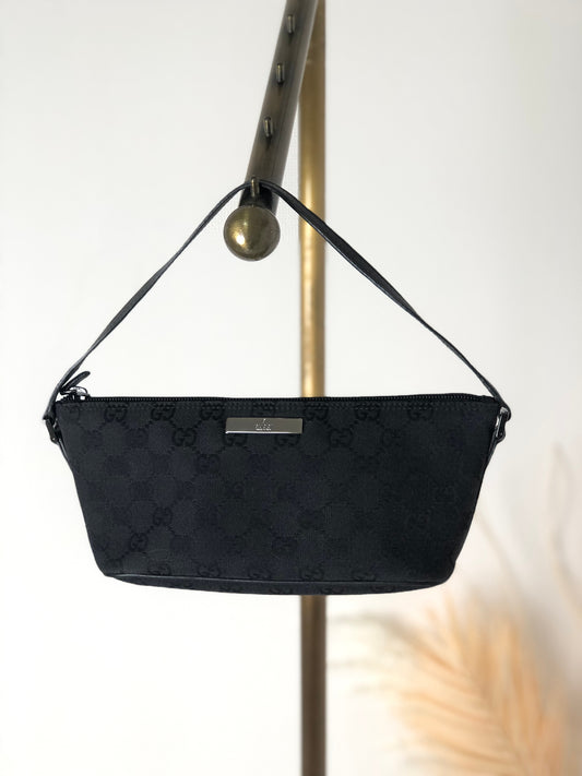 GUCCI GG Canvas Canvas Handbag Vanity bag Black Vintage 73mxrh