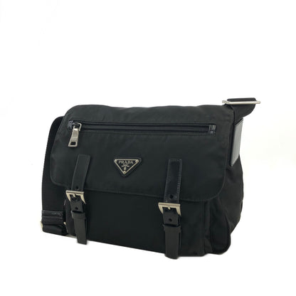 PRADA Triangle Logo Logo Motif Nylon Shoulder bag Black Vintage drwpjp