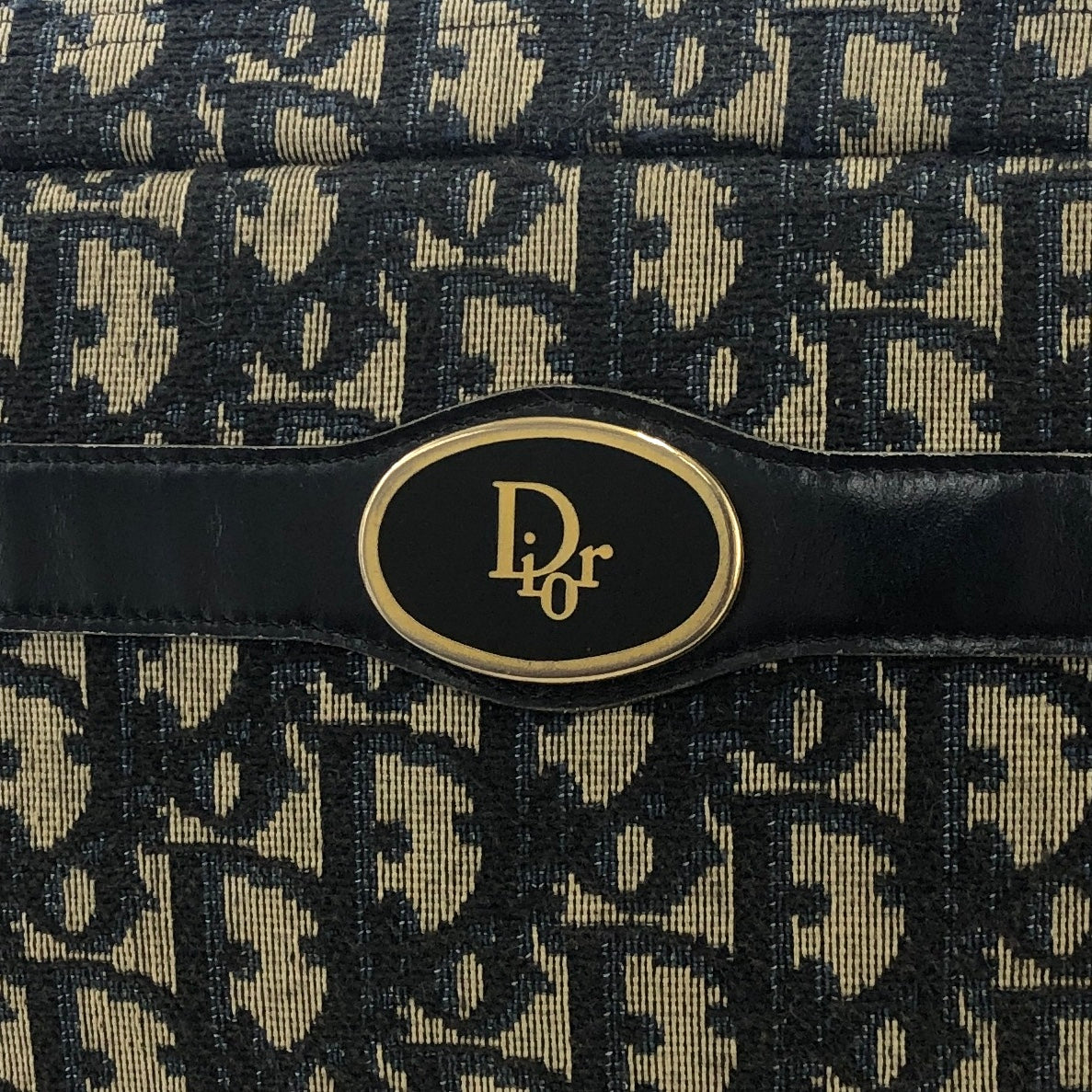 Christian Dior  Trotter CD Logo Jacquard Leather Shoulder bag Navy Vintage gef6pa