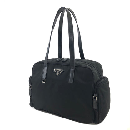 PRADA Triangle Logo Side Pocket Nylon Handbag Black Vintage z7gkye