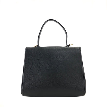 CELINE 扣環皮革雙向手提包單肩包黑色復古 g8ng5z 