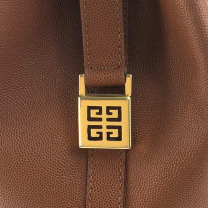GIVENCHY logo motif front pocket drawstring crossbody leather shoulder bag brown vintage old x3v2dc