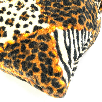 Christian Dior Leopard purse pile fabric pouch brown yellow vintage old dbky5v