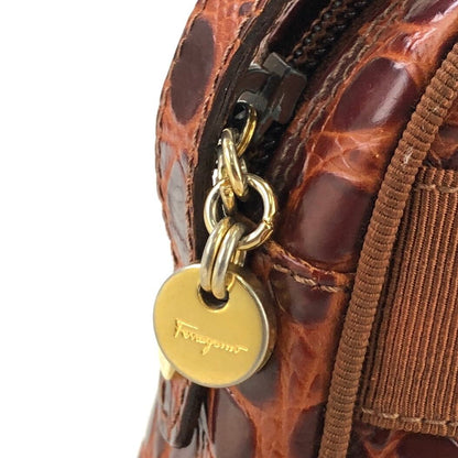 Salvatore Ferragamo Vala Ribbon 鱷魚壓花包 棕色 復古 舊款 x6i2ib