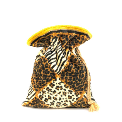 Christian Dior Leopard purse pile fabric pouch brown yellow vintage old dbky5v