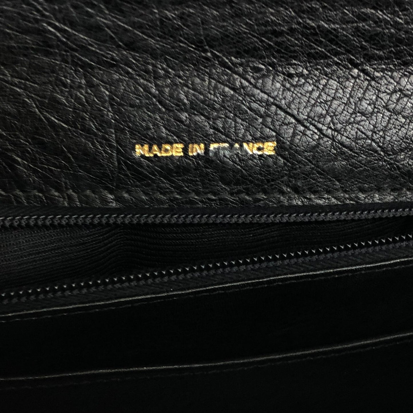 CELINE Mantel Chain Gancini Ostrich Leather Kelly Handbag Black Vintage Old CELINE auwsc2