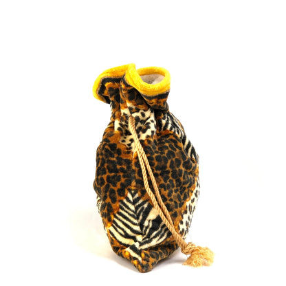 Christian Dior Leopard purse pile fabric pouch brown yellow vintage old dbky5v