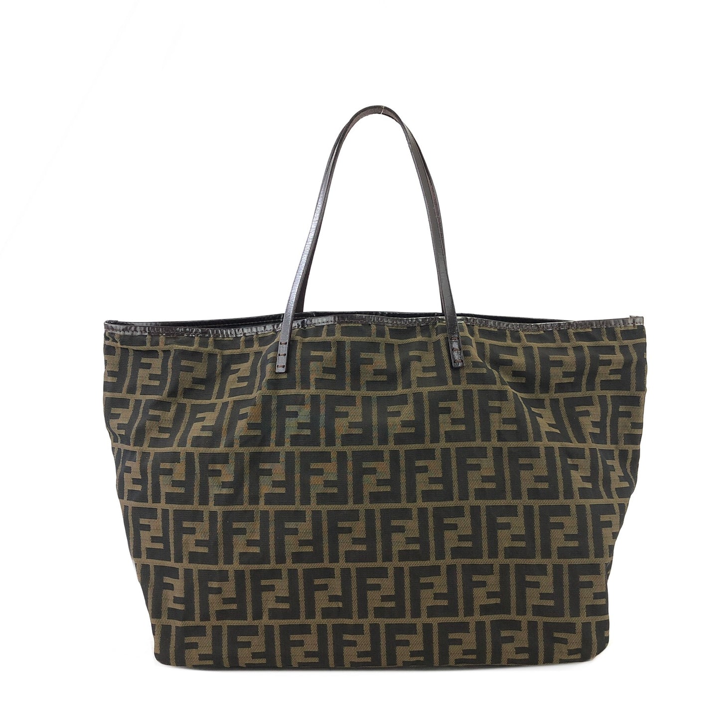 FENDI Zucca Jacquard Handbag Totebag Brown Vintage fie3jf