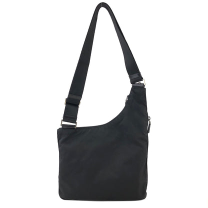 PRADA Triangle Logo Front Buckle Nylon Shoulder bag Black Vintage z6d5rx