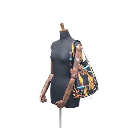HERMES Silk Foldable Eco Silky Pop Totebag Black Vintage 7ztzeb