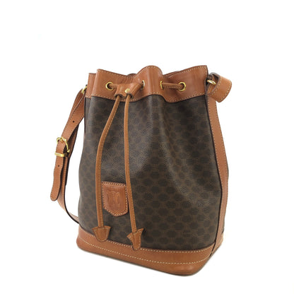 CELINE Macadam Blason Drawstring  Shoulder bag Brown Vintage vi7byb