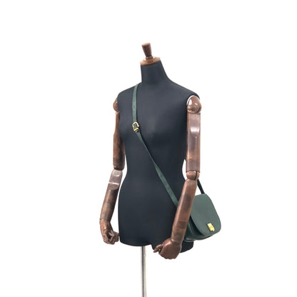 CELINE Gancini Flap Leather Shoulder bag Green Vintage mtmid2