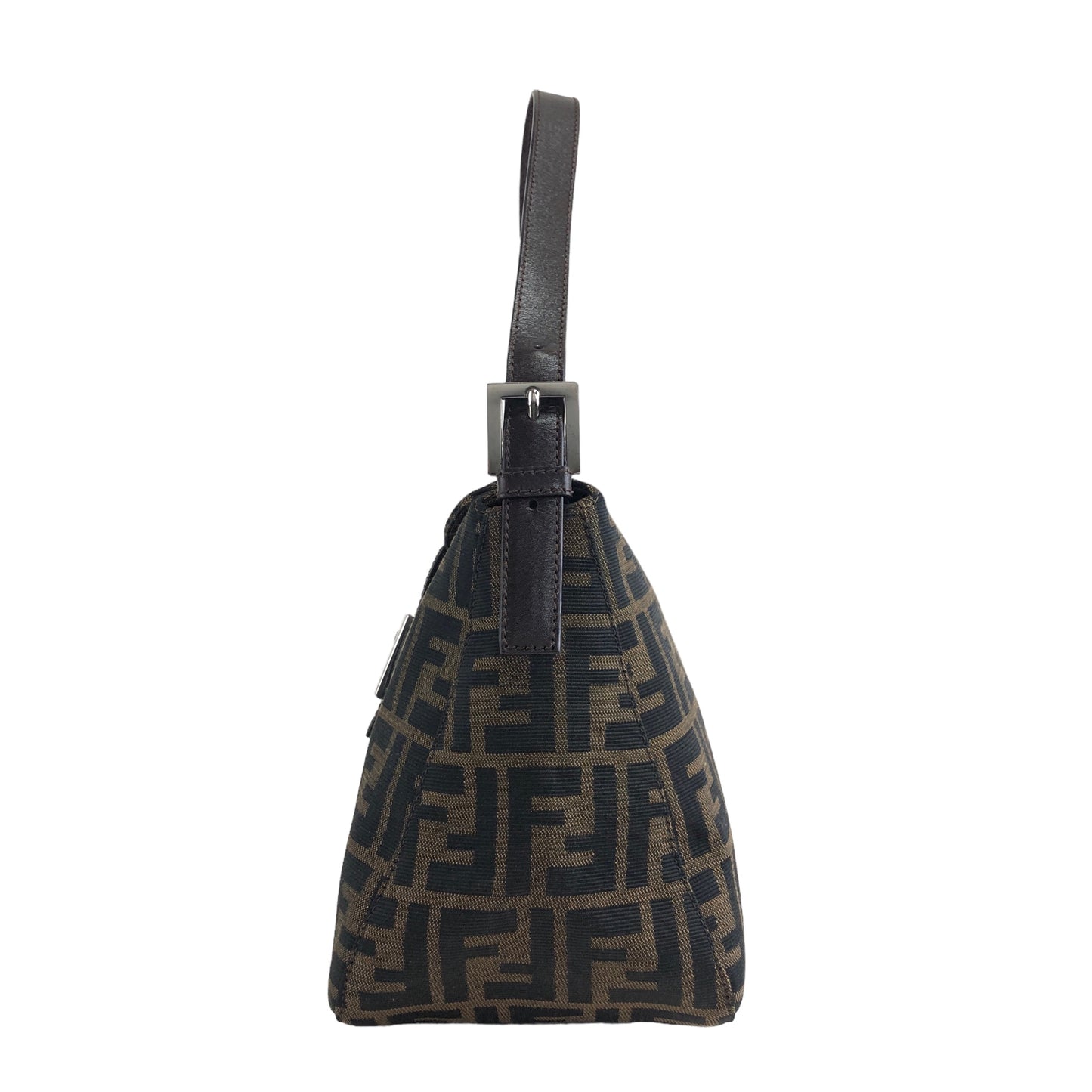 FENDI Zucca Jacquard Leather Shoulder bag Hobobag Brown Vintage a23v5e