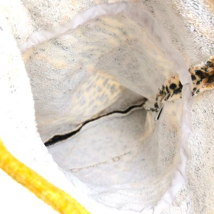 Christian Dior Leopard purse pile fabric pouch brown yellow vintage old dbky5v