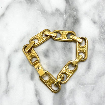 CELINE Triomphe Bracelet Gold Vintage njkyfh