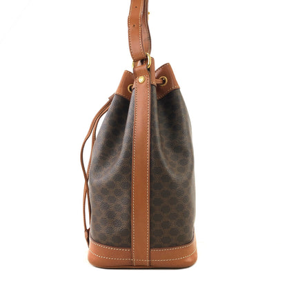 CELINE Macadam Blason  PVC Leather Drawstring Shoulder bag Brown Vintage 3z2thj