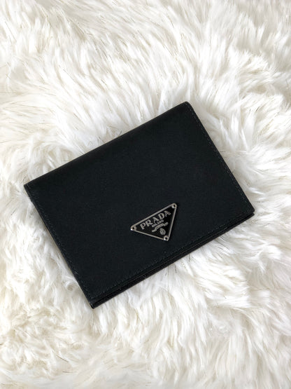 PRADA Triangle Logo Nylon Card holder Black Vintage u3nwve