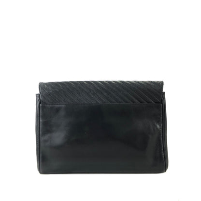 CELINE Triomphe 斜紋鏈條皮革斜背包 黑色 復古 27fj2y 