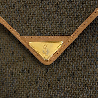 Yves Saint Laurent YSL Logo Round Shoulder bag Brown Vintage 4swhva