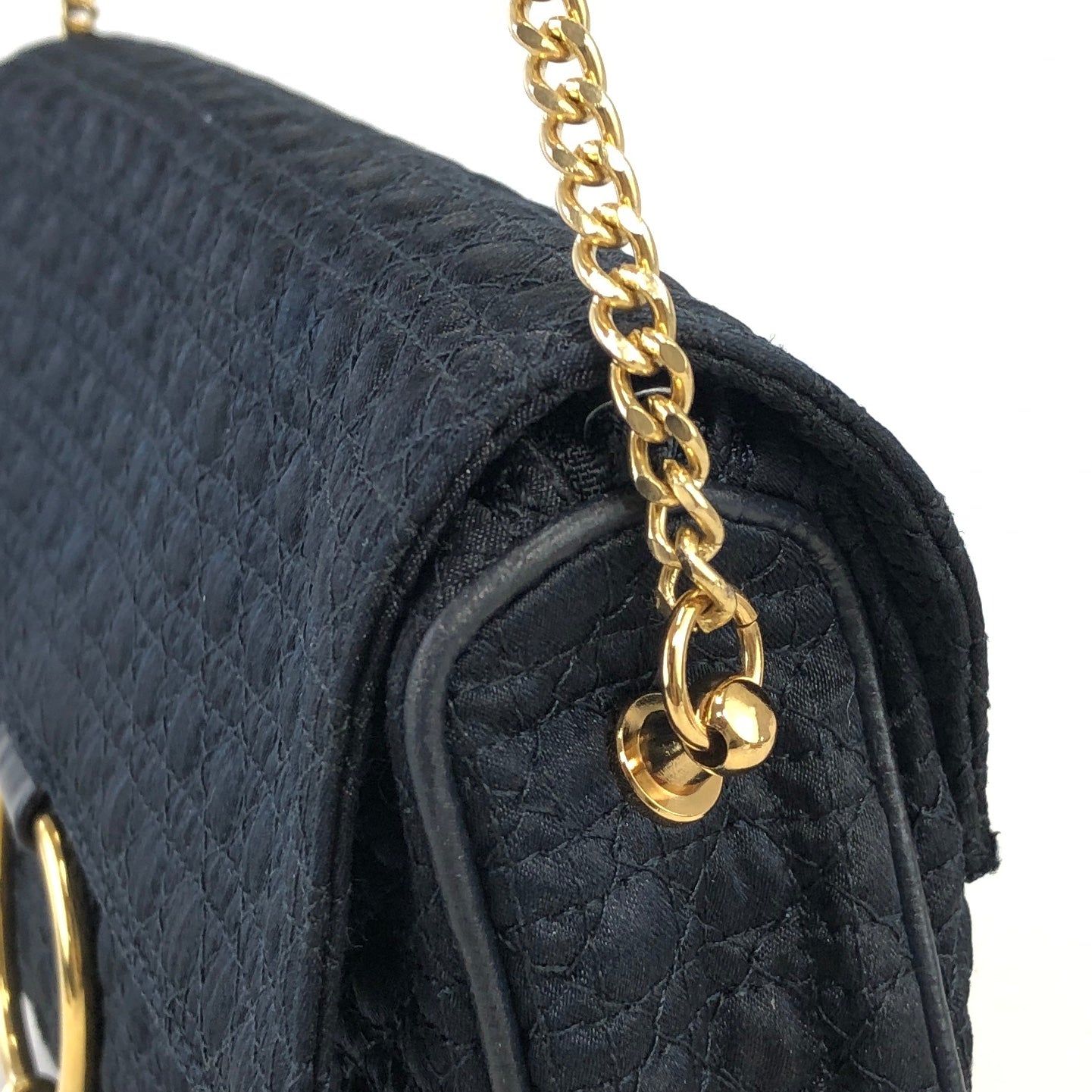 Christian Dior Cannage Logo Charm Nylon Chain Shoulder bag Navy Vintage i7uukd