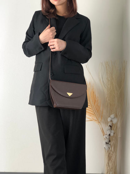 Yves Saint Laurent YSL Logo Leather Two-way Handbag Shoulder bag Brown Vintage 4de6fu