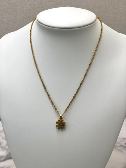 CELINE Triomphe 花朵圖案寶石項鍊 金色 復古 6wemz6 
