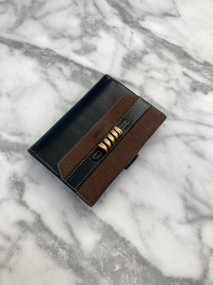 LOEWE Velazquez 皮革折疊錢包 黑棕色復古 z2dfbj 
