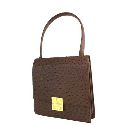 GIVENCHY Ostrich Leather Handbag Brown Vintage  jnnu33