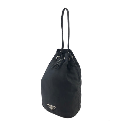 PRADA Triangle Logo Nylon Drawstring Smallbag Handbag Black Vintage imrxv2