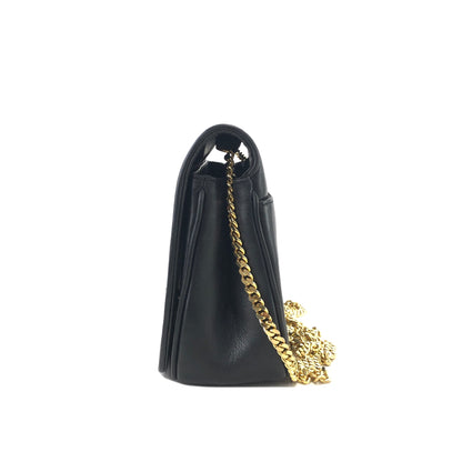 CELINE Triomphe Flap Chain Shoulder Leather Shoulder bag Black Vintage grdgz7